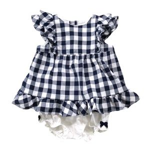 Janie and Jack Girl's Blue & White Check Dress 0-3 M